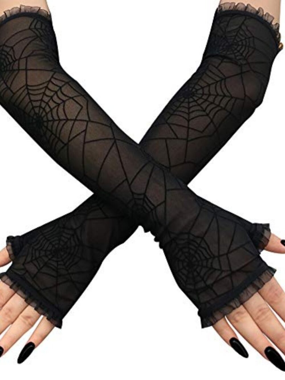 Halloween Decorations Women's Spider Web Arm Warmer and Headband for Hallow